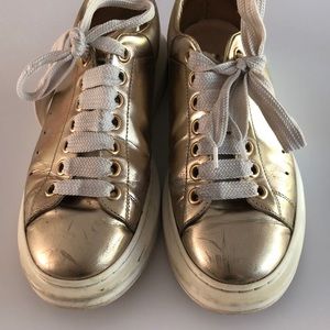 Alexander Mcqueen gold sneakers